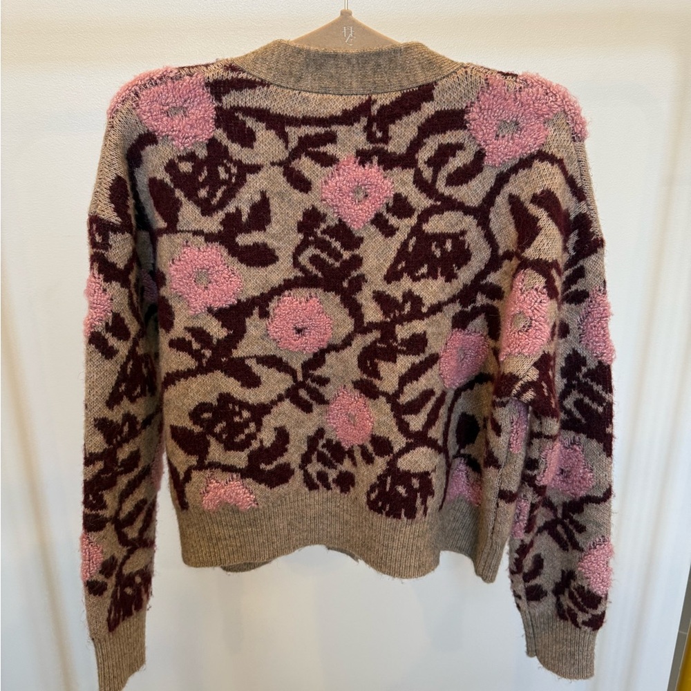 Bohme Burgundy and Pink Floral Cardigan - Picture 2 of 3
